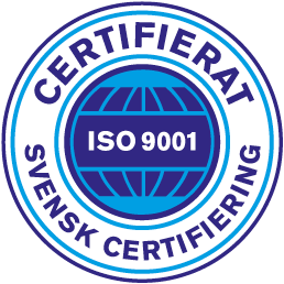 En dekal för att BSK har en ISO 9001 certifiering.