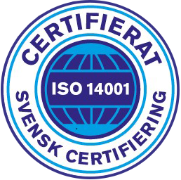 En dekal för att BSK har en ISO 14001 certifiering.
